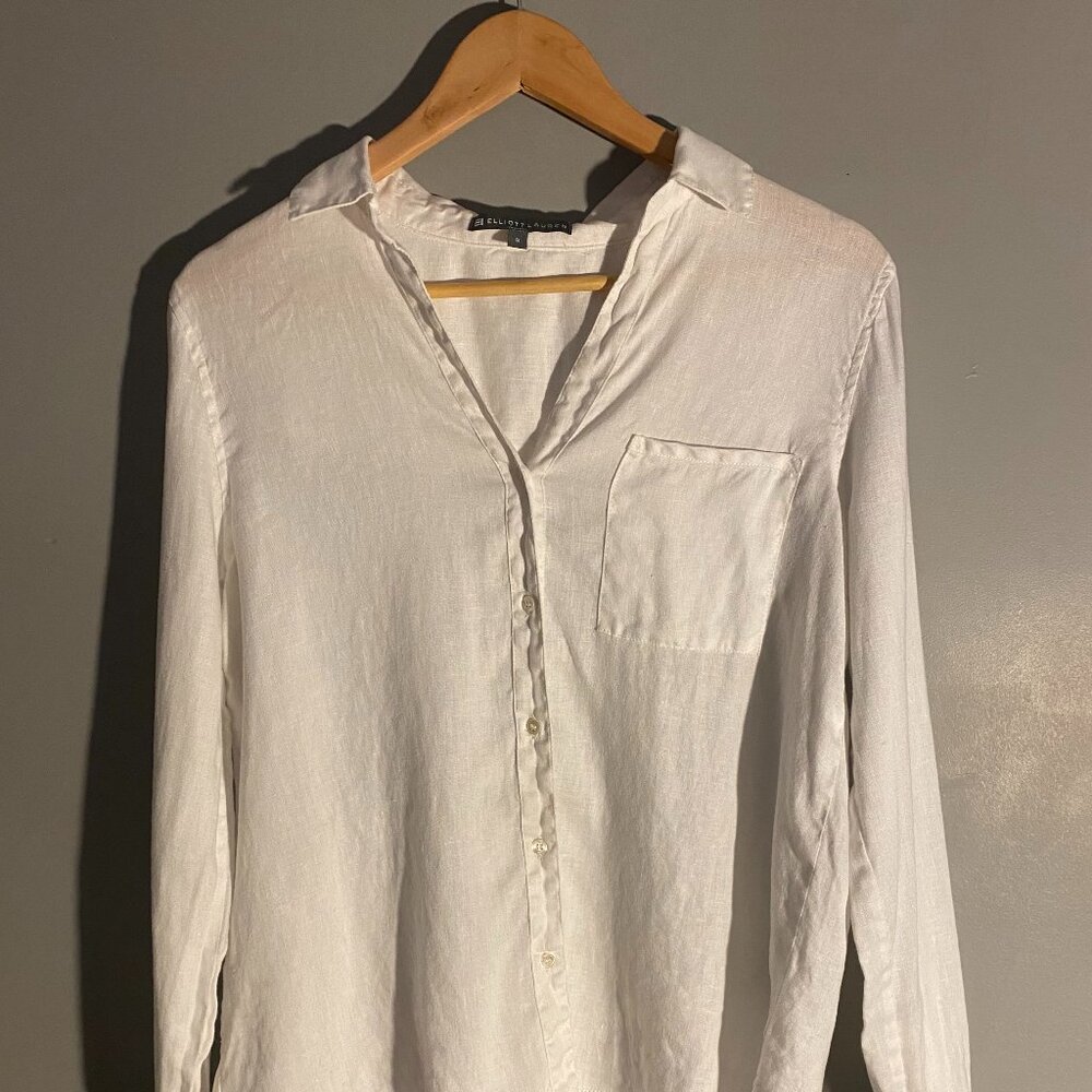 Elliott Lauren Linen Button Up with Raw Edge